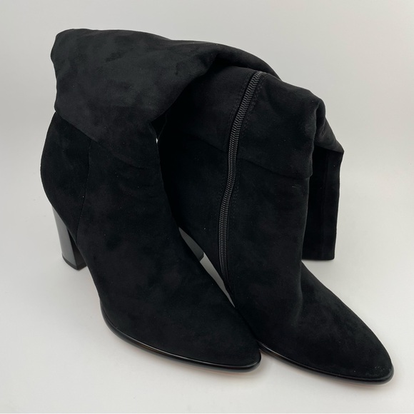 Knee High Boots Women Black Pointed Toe Chunky Heel Boots Side Zipper - Sz 8 - Picture 6 of 12